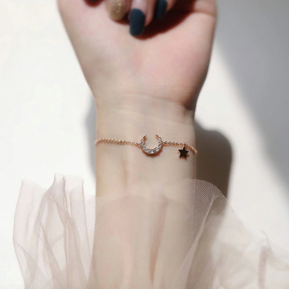 ✨Sterling Silver Moon Star Pendant Bracelet